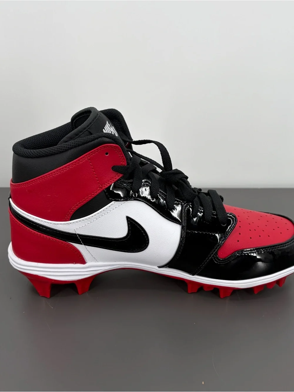 New‎ Men’s Nike Air Jordan 1 MID TD Red Black Baseball Cleats Size 12 FJ6805 601